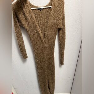 Fashion Nova Brown Fuzzy Maxi Dress